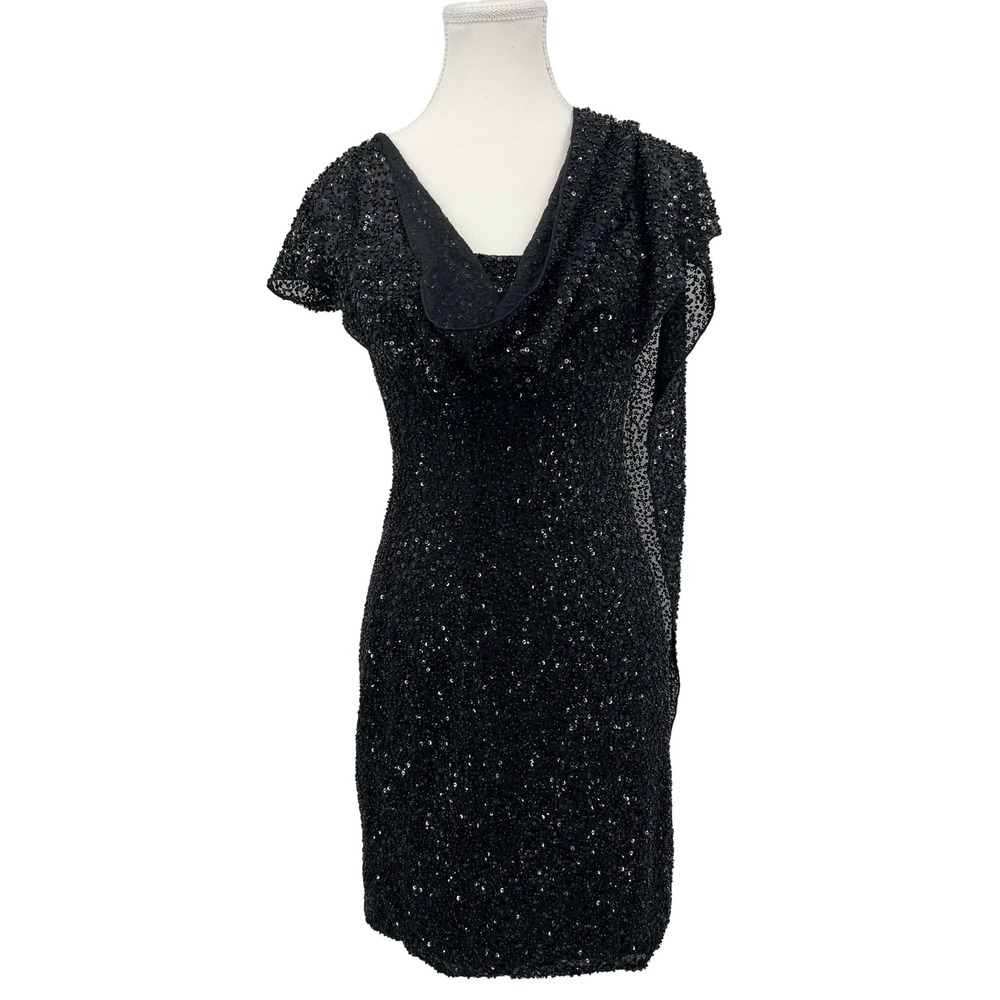 Oh Polly Black Sequin Convertible Mini Dress Bodycon Cocktail Size 12 NEW